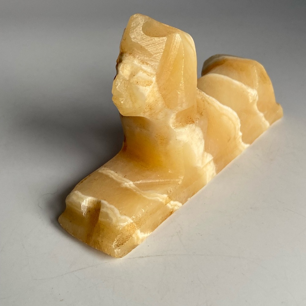 Carved Egyptian Alabaster Sphinx